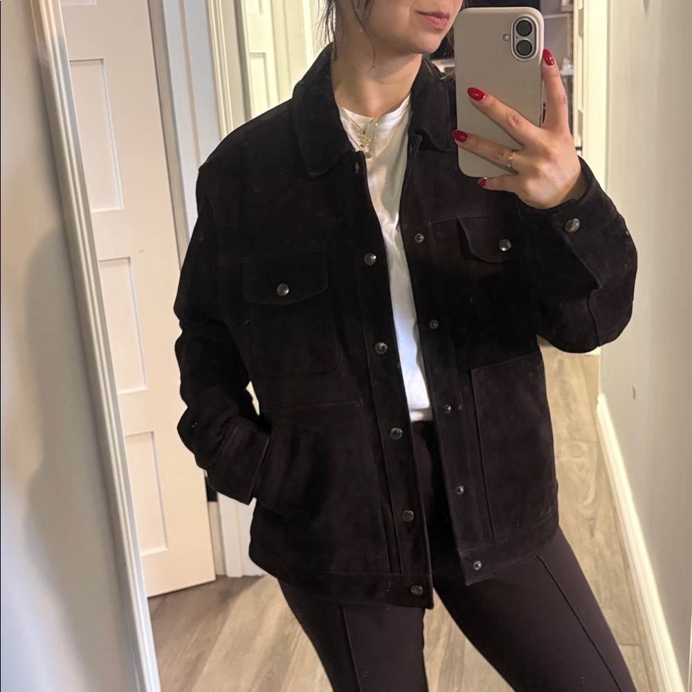 BANANA REPUBLIC Relaxed Suede Trucker Jacket Chocolate